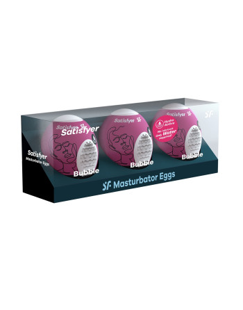 PACK DE 3 MASTURBADOR MASTURBATOR EGG BUBBLE SATISFYER