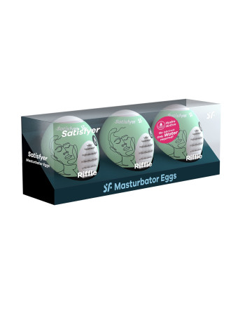 PACK DE 3 MASTURBADOR MASTURBATOR EGG RIFFLE SATISFYER