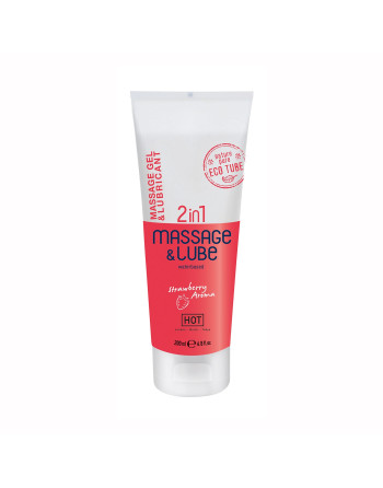 GEL DE MASAJE Y LUBRICANTE 2EN1 CON SABOR A FRESA HOT™ 200ML