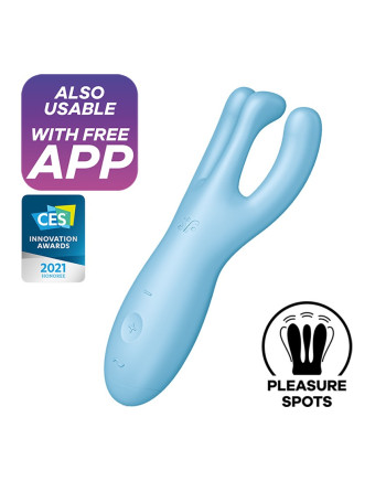 VIBRADOR THREESOME 4 CON APP SATISFYER AZUL