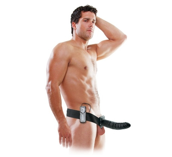 STRAP-ON HUECO CON VIBRACIÓN 8'' VIBRATING HOLLOW FETISH FANTASY SERIES NEGRO