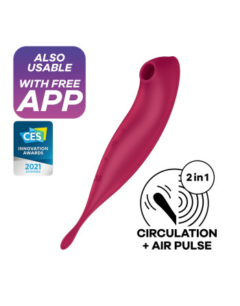 VIBRADOR TWIRLING PRO SATISFYER CON APLICACIÓN CONNECT ROJO