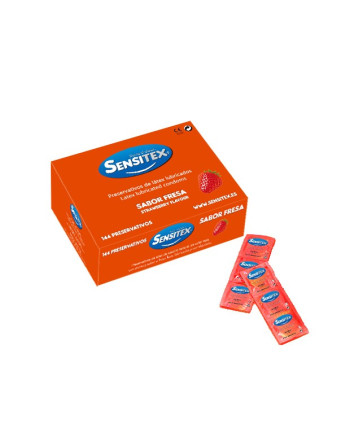 PRESERVATIVOS SABOR FRESA 144 UNIDADES SENSITEX