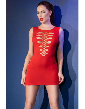 MINI-VESTIDO CR-4622 CHILIROSE ROJO