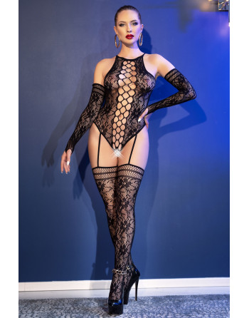 CATSUIT CR-4657 PRETO CHILIROSE