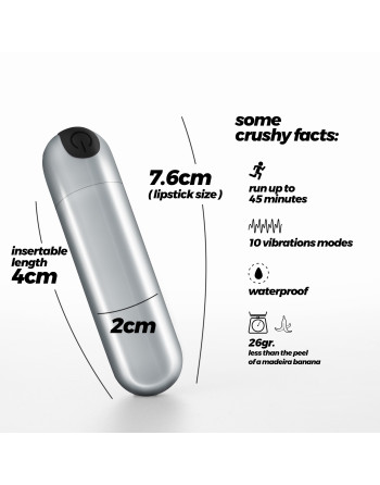 IMOAN BALA VIBRADORA RECARGABLE PLATEADA CRUSHIOUS