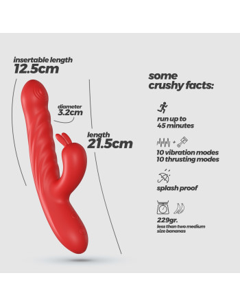 LAPIN VIBRADOR RECARREGÁVEL RABBIT COM IMPULSO VERMELHO CRUSHIOUS