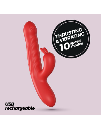 LAPIN VIBRADOR CONEJO RECARGABLE CON EMPUJE ROJO CRUSHIOUS