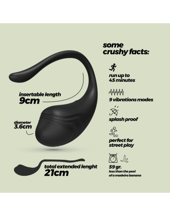 OVO VIBRATÓRIO RECARREGÁVEL COM COMANDO TAMAGO CRUSHIOUS PRETO